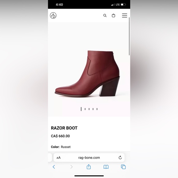 - Rag & Bones Razor Bootie in Russet - Picture 3 of 5